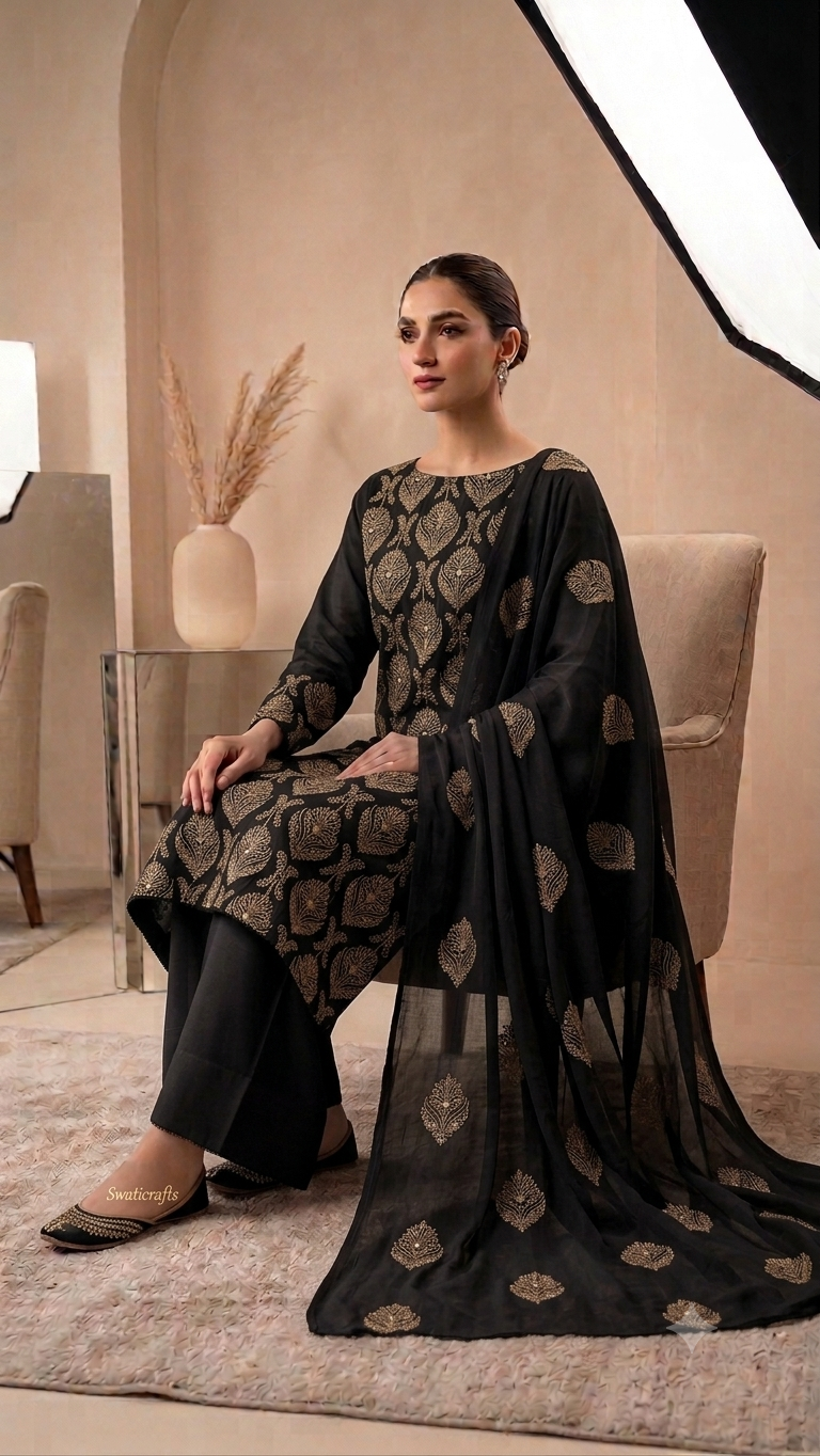 Swiss Lawn 3-Piece Suit with Pure Chiffon Dupatta