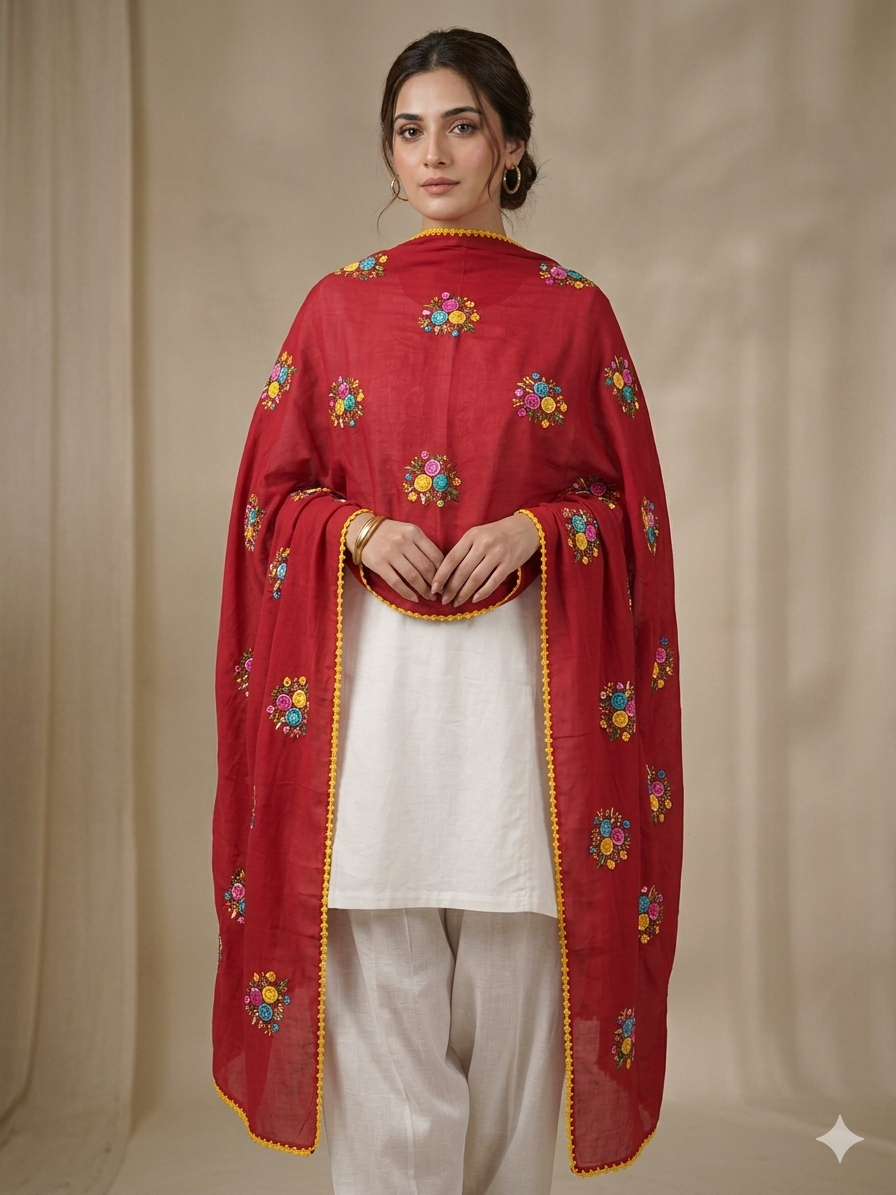 Swaticrafts Heritage Collection: Lightweight Embroidered Summer Shawl