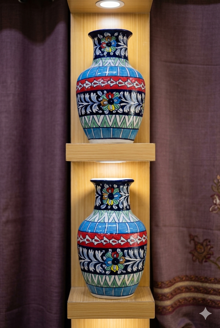 Swaticrafts Blue Pottery Vase Pair