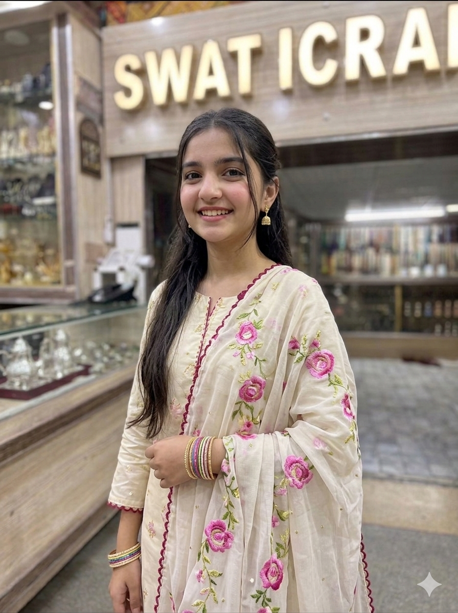 Premium Hand-Embroidered Swiss Lawn Shawl