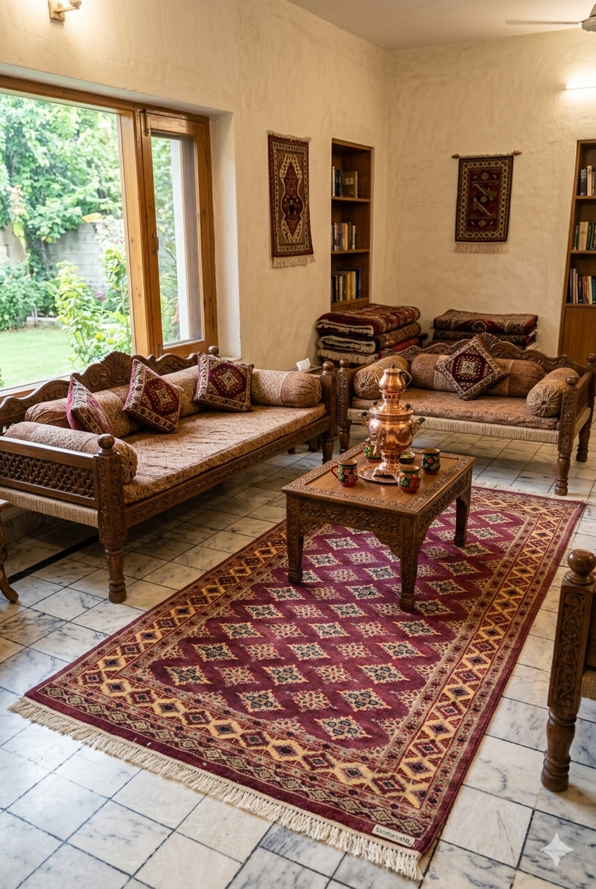 Swaticrafts | Luxurious Handmade Silk-Wool Rug | 3x5 | Medallion Pattern