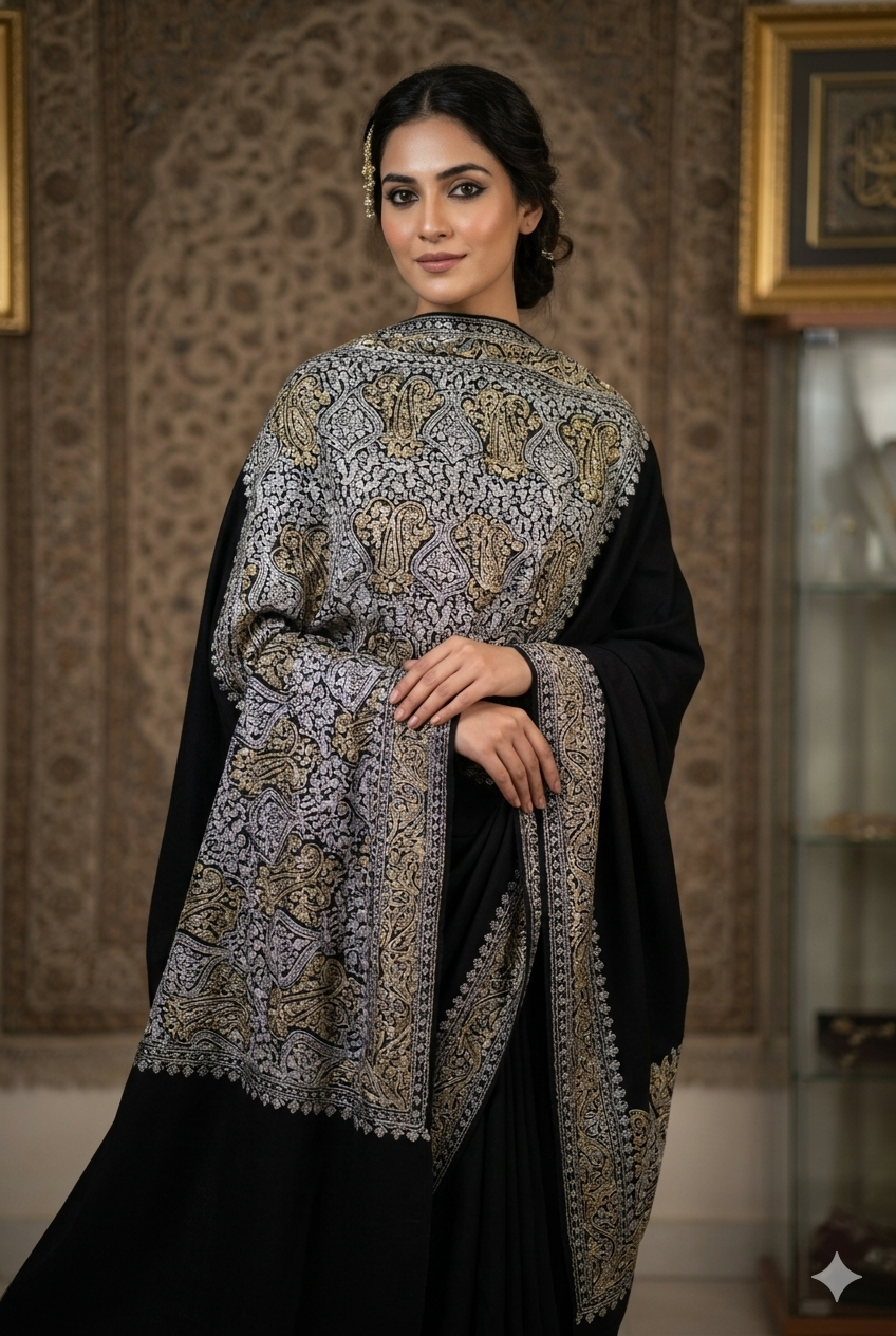 Heritage Gold Zari Pashmina Shawl