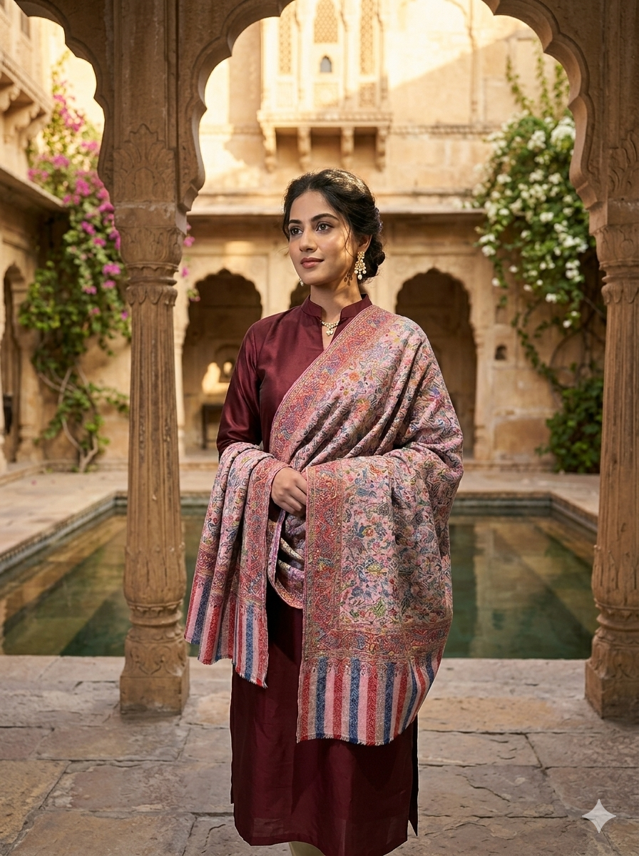 Swaticrafts: Salam Kaddi Hand-Woven Traditional Kashmiri Pashmina Shawl