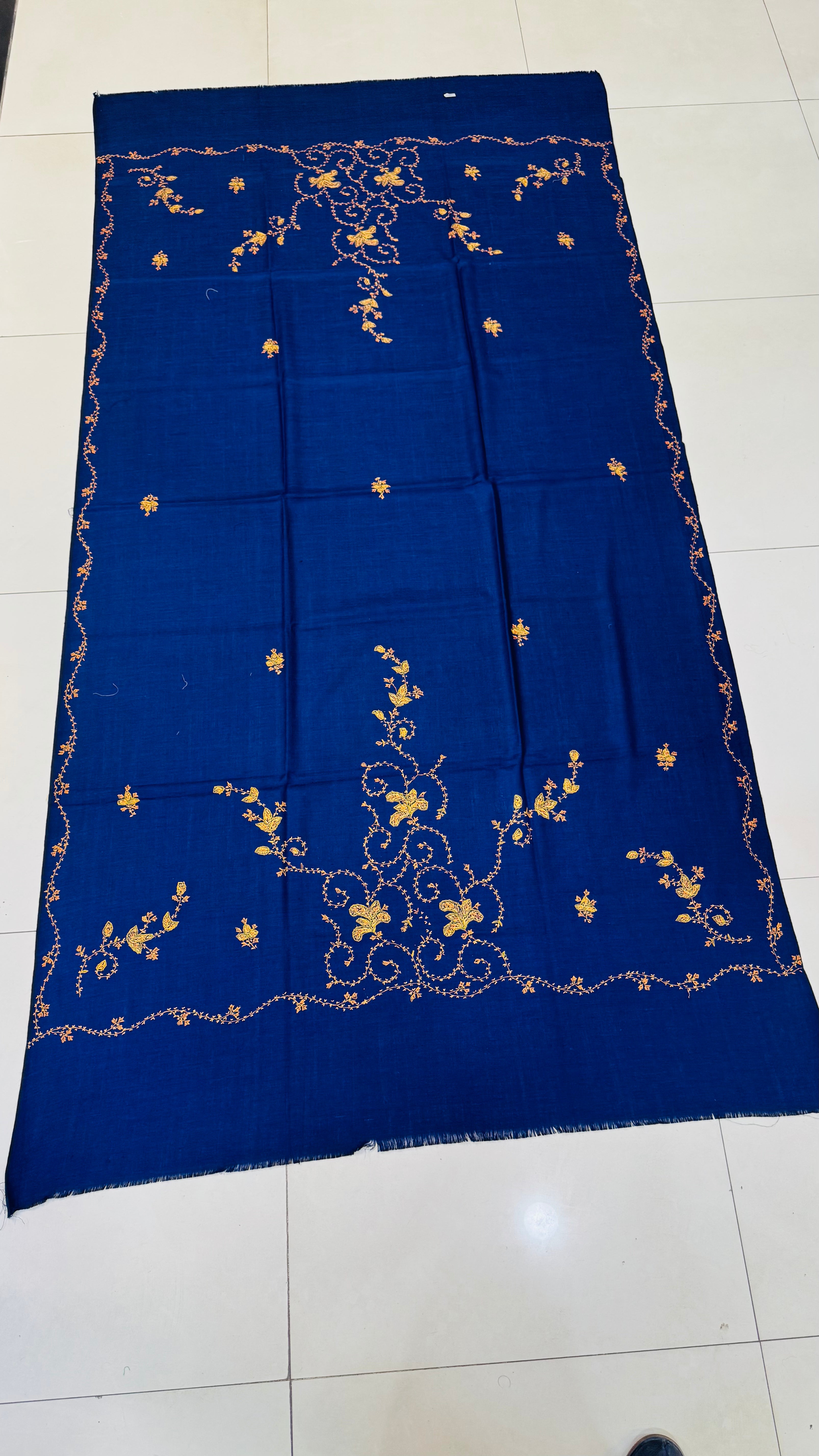 Heritage Bloom: Hand-Embroidered Pashmina Shawl