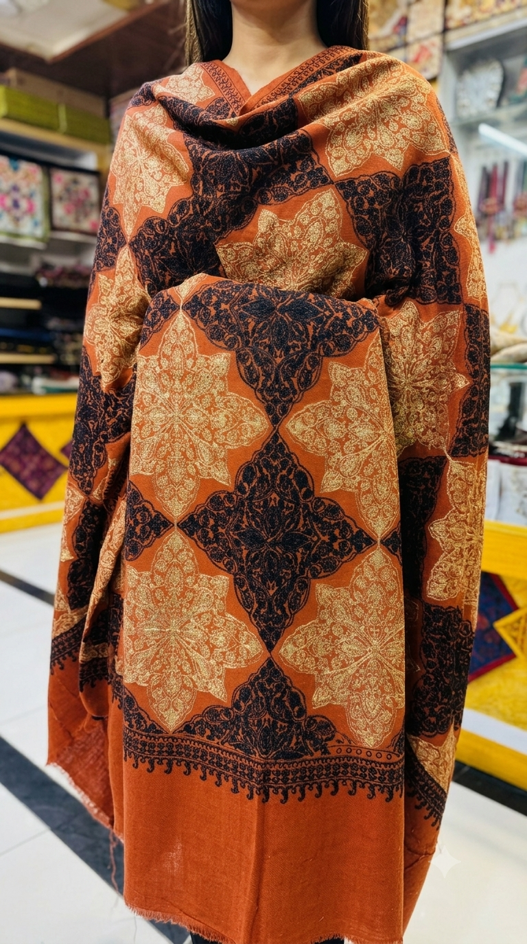 Heritage Gold Zari Pashmina Shawl