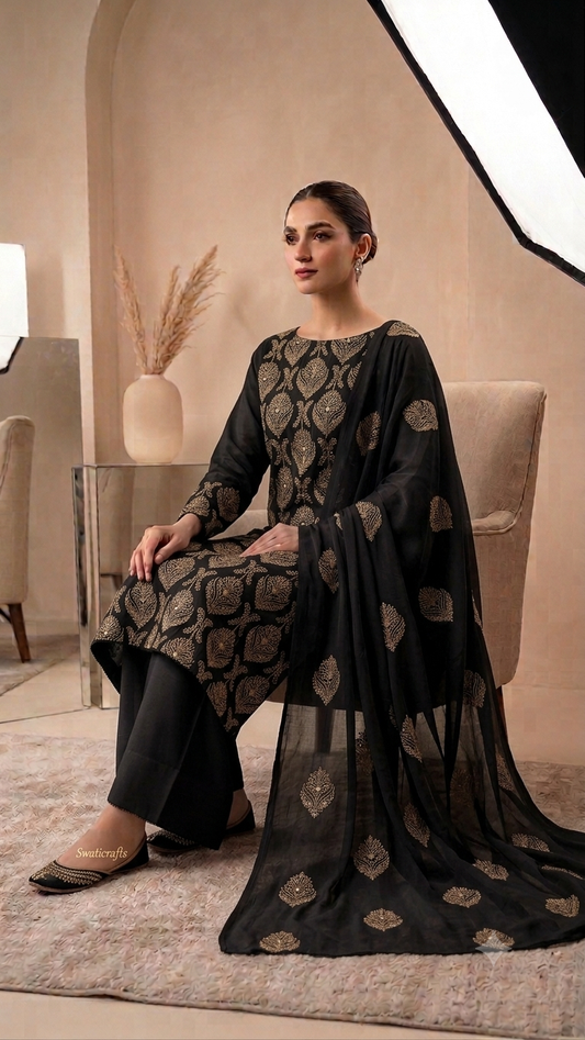 Swiss Lawn 3-Piece Suit with Pure Chiffon Dupatta