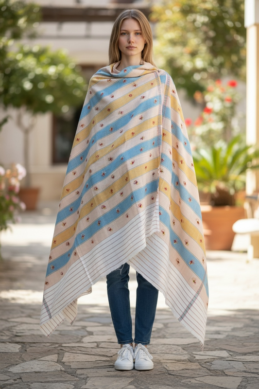 Summer Shawl with Hand Embroidery