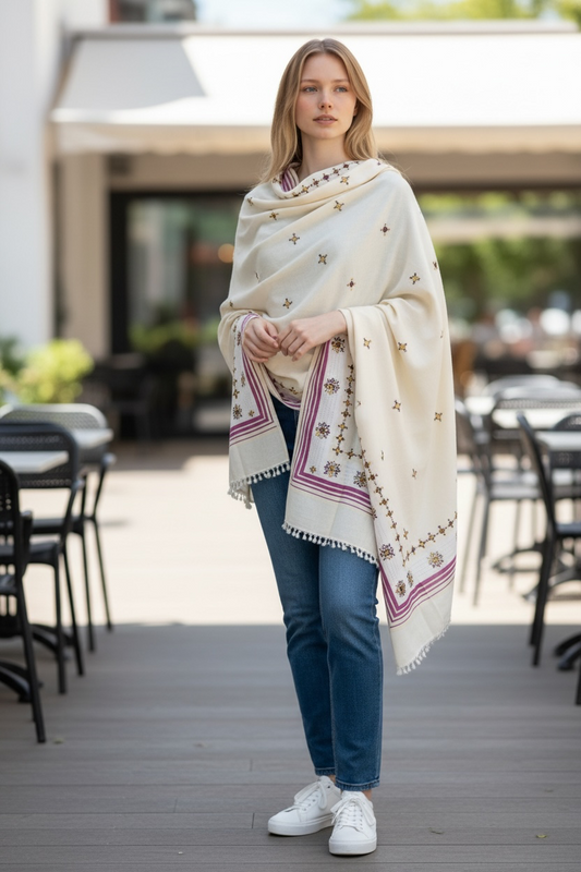 Summer Shawl with Hand Embroidery