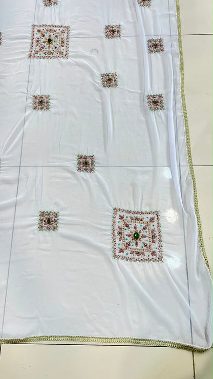 Swaticrafts Signature Hand-Embroidered Lawn Shawl/chadar