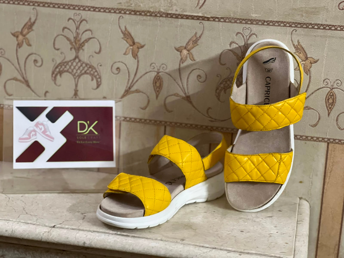 Women’s Stylish Quilted Comfort Sandals – Yellow