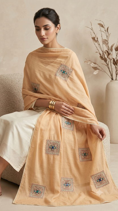 Swaticrafts Signature Hand-Embroidered Swiss Lawn Shawl/chadar