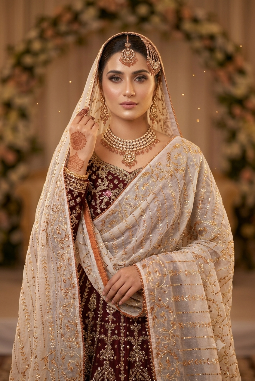 Swaticrafts Royal Ivory Chadar with Intricate Gold Threadwork