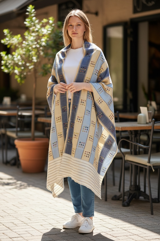 Hand-embroidered summer shawl