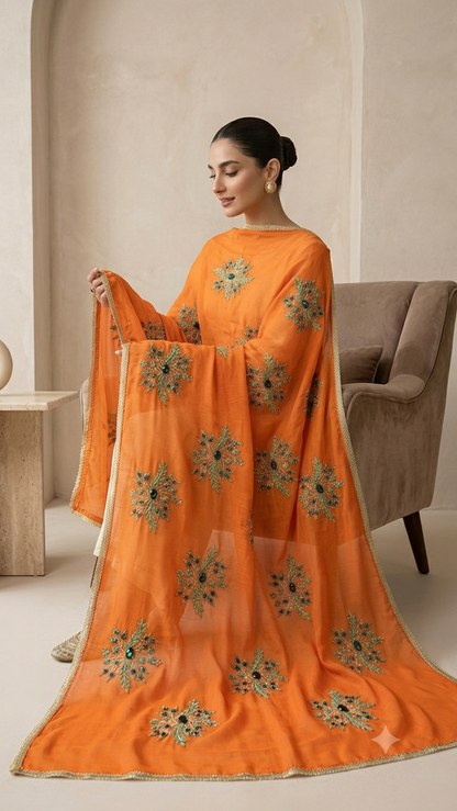 Swaticrafts Luxe Swiss Lawn Hand-Embroidered Shawl