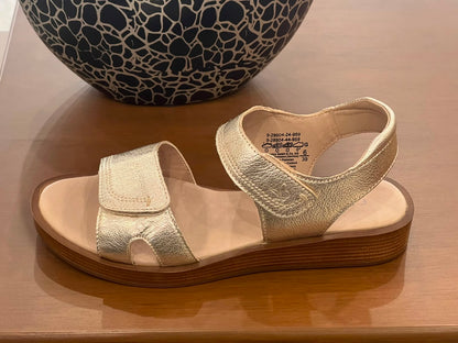 Women’s Elegant Metallic Gold Wedge Sandals