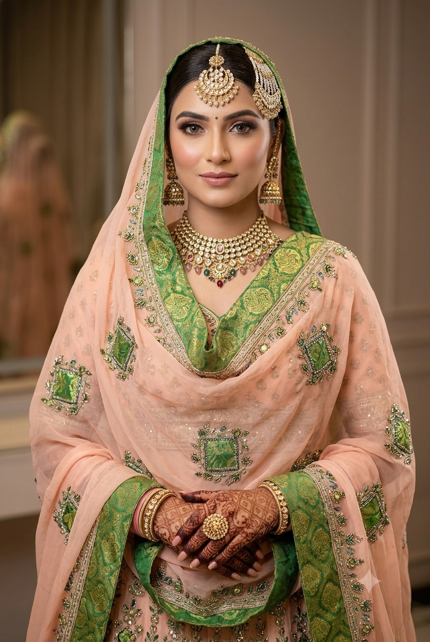 Royal Green and pink Handmade Summer Chadar