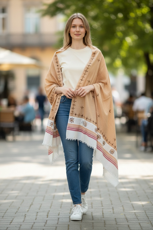 Summer Shawl with Hand Embroidery
