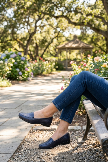 Easy spirit Classic Navy Leather Slip-On Loafers