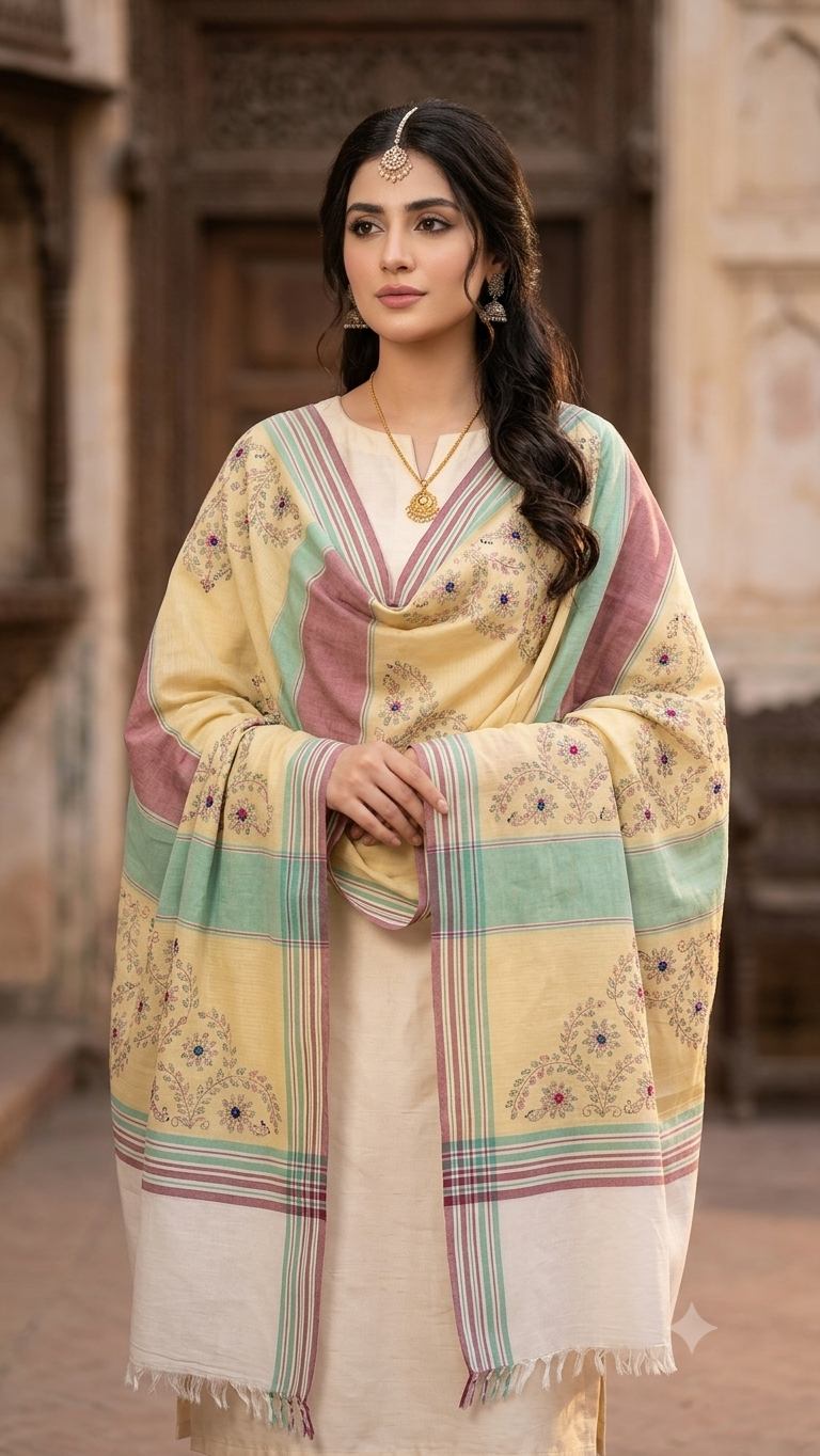 Hand-Embroidered  Summer Shawl