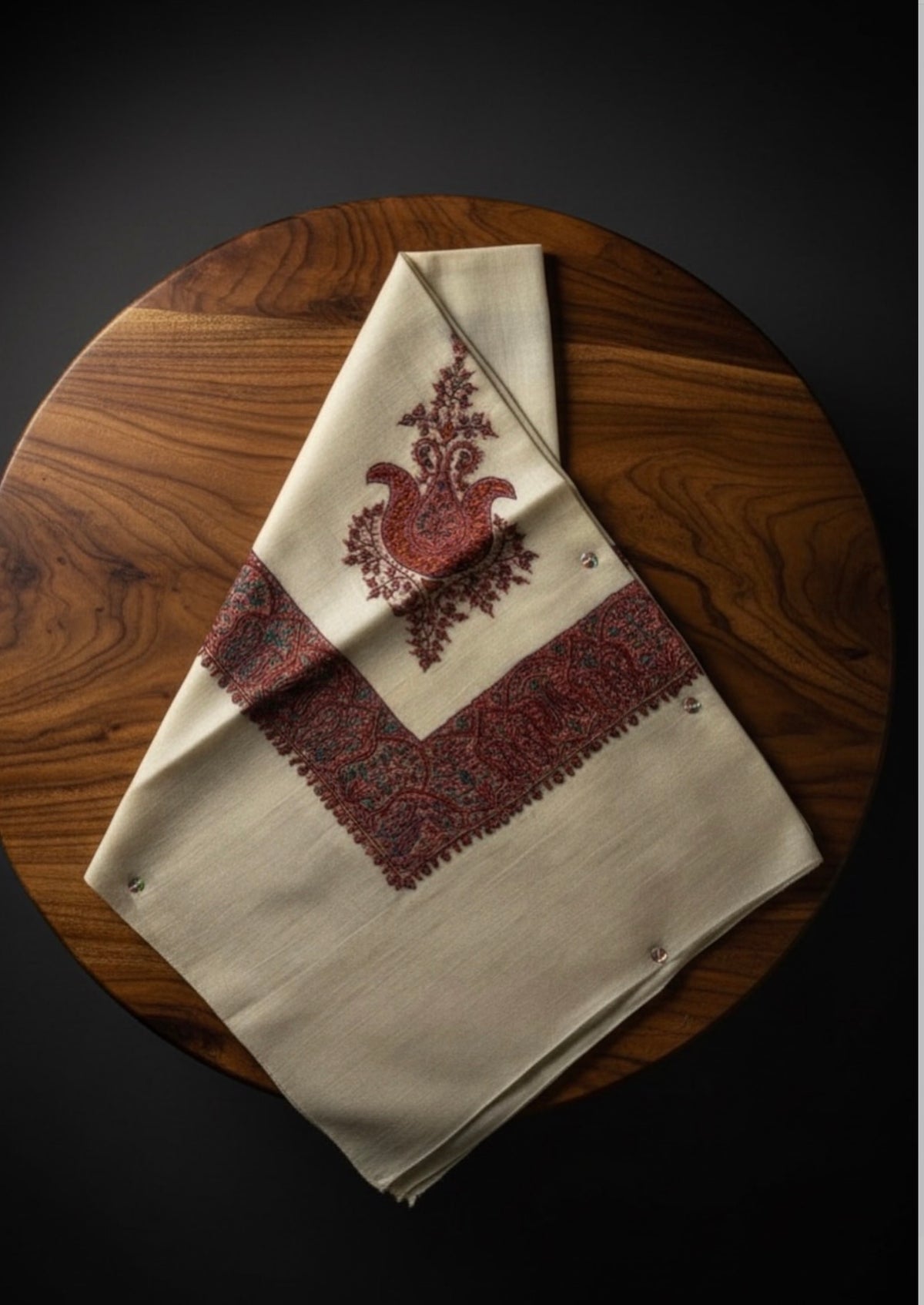 Luxury Traditional Keffiyeh / Shemagh - Cream &amp; Maroon