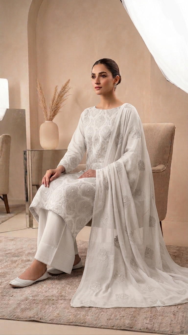 Swiss Lawn 3-Piece Suit with Pure Chiffon Dupatta