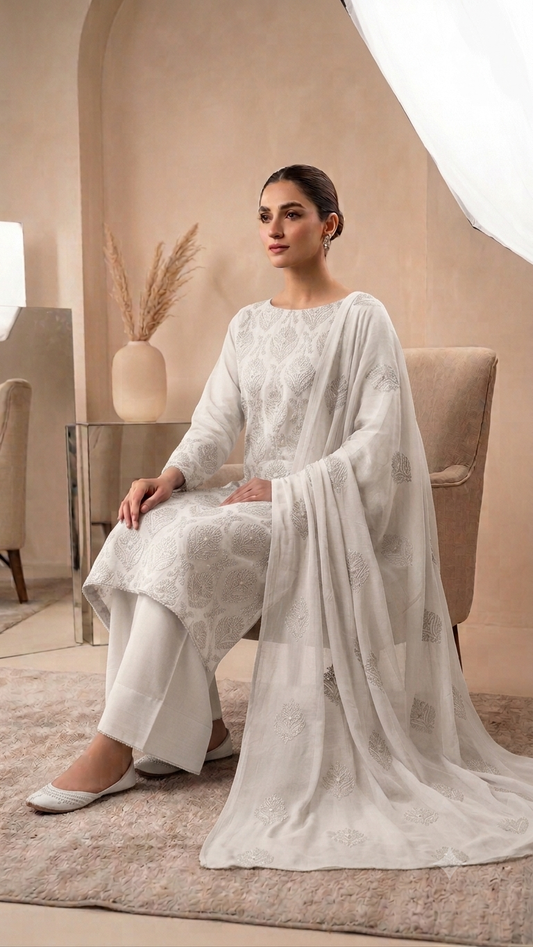 Swiss Lawn 3-Piece Suit with Pure Chiffon Dupatta