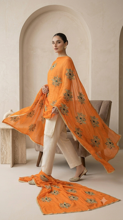 Swaticrafts Luxe Swiss Lawn Hand-Embroidered Shawl