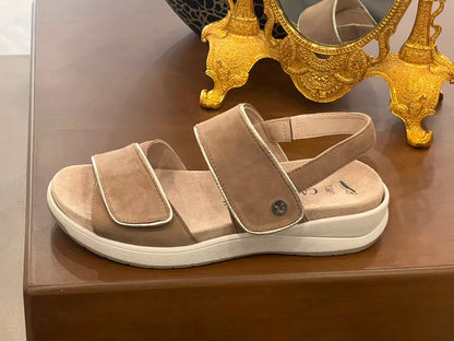 Women’s Comfort Velcro Wedge Sandals – Beige