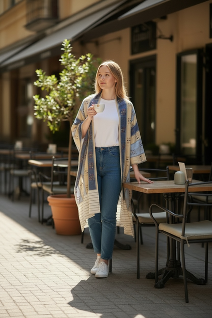 Hand-embroidered summer shawl
