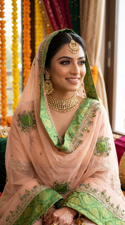 Royal Green and pink Handmade Summer Chadar