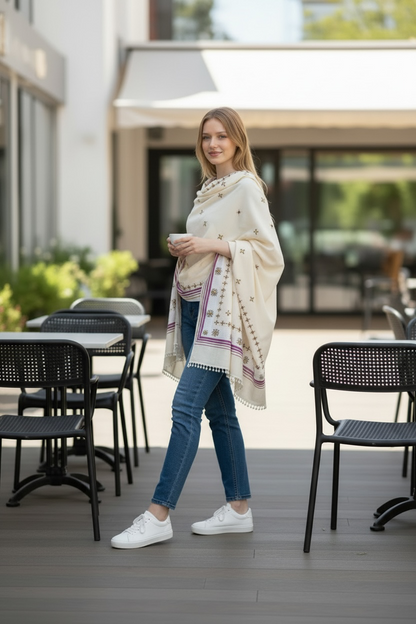 Summer Shawl with Hand Embroidery