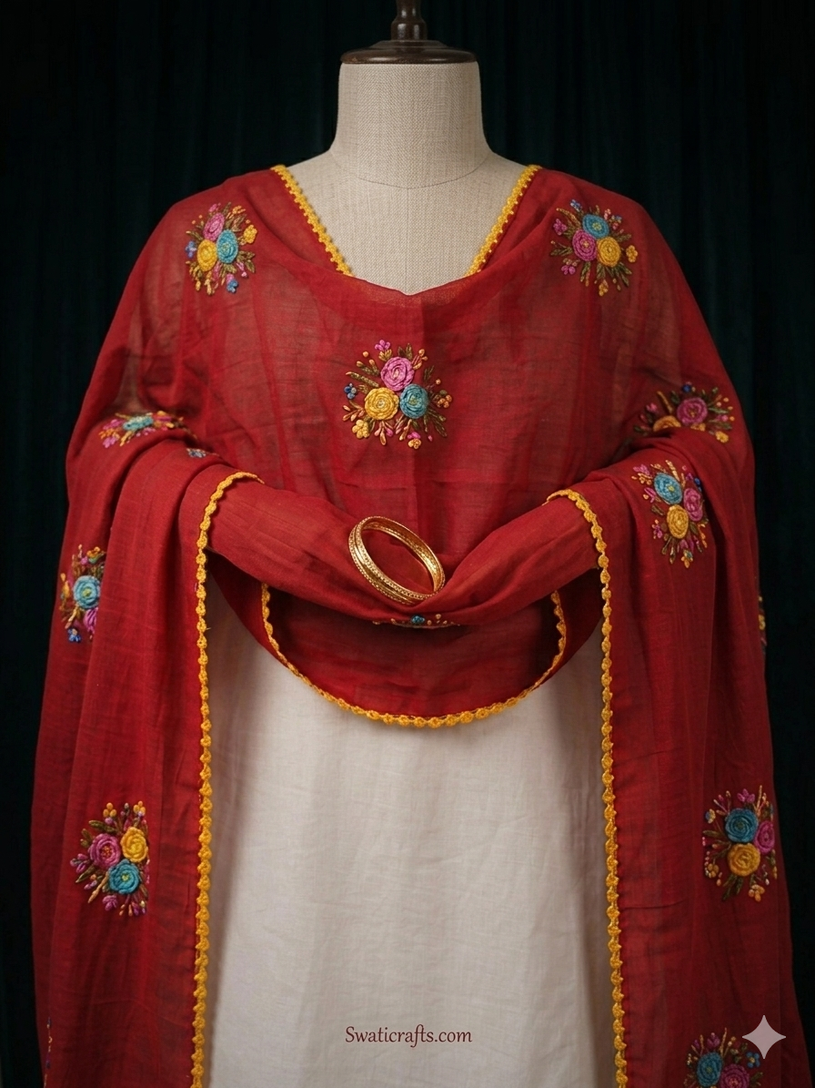 Swaticrafts Heritage Collection: Lightweight Embroidered Summer Shawl