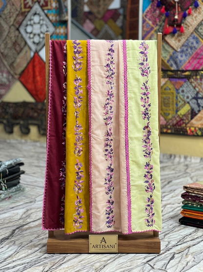 Swaticrafts Artisan Multi-Panel Swiss Lawn Hand-Embroidered Shawl