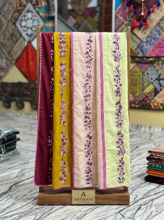 Swaticrafts Artisan Multi-Panel Swiss Lawn Hand-Embroidered Shawl