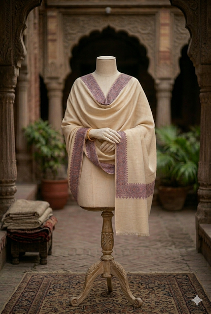 Premium Soft Pashmina Shawl with Vibrant Machine-Work Floral Detailing