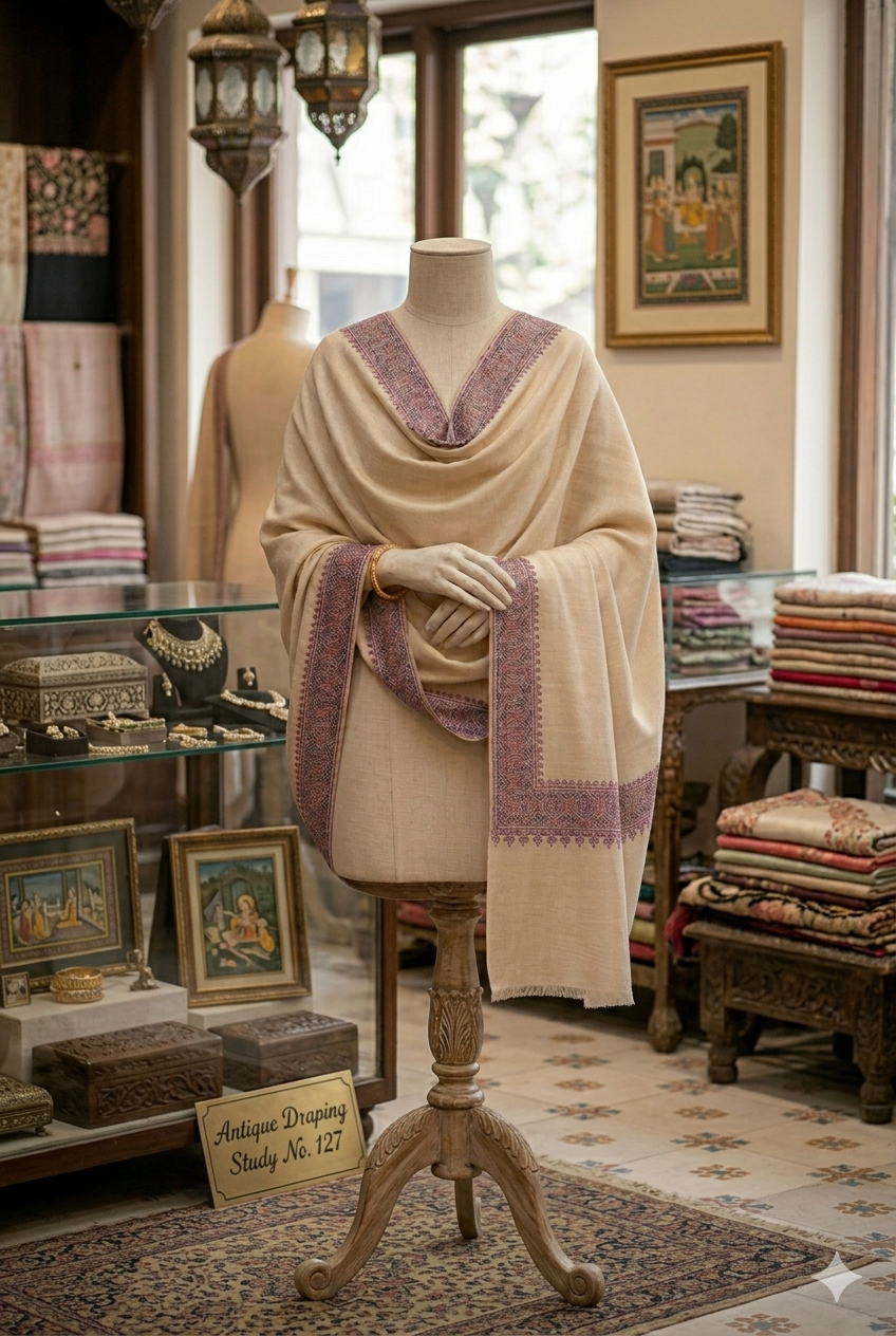 Premium Soft Pashmina Shawl with Vibrant Machine-Work Floral Detailing