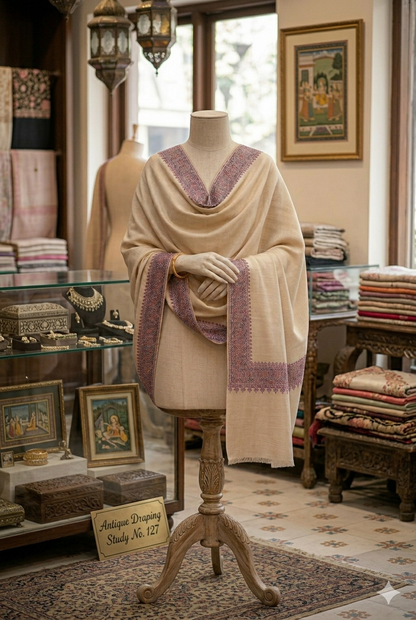 Premium Soft Pashmina Shawl with Vibrant Machine-Work Floral Detailing