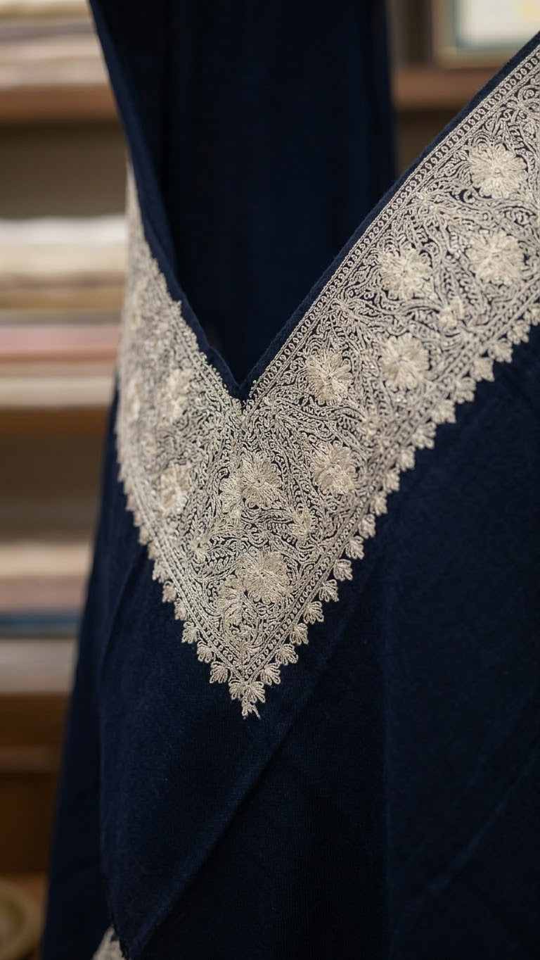 Premium Soft Pashmina Shawl with Vibrant Machine-Work Floral Detailing