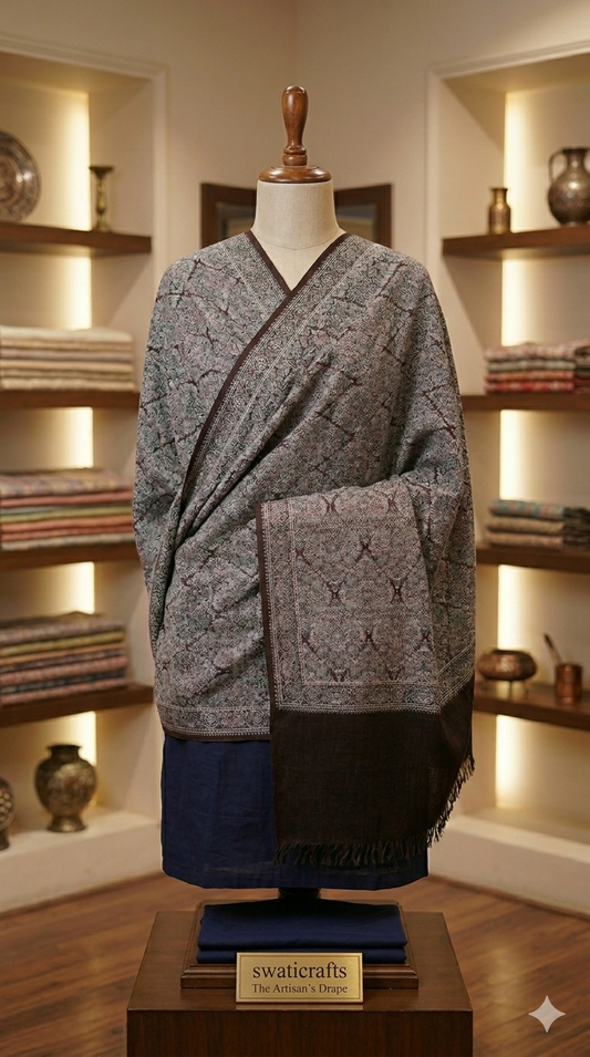 Hand-Embroidered Paisley Pashmina Shawl – Traditional Craftsmanship