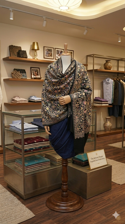 Hand-Embroidered Paisley Pashmina Shawl – Traditional Craftsmanship