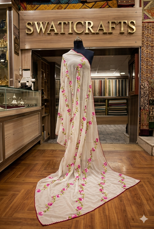 Premium Hand-Embroidered Swiss Lawn Shawl