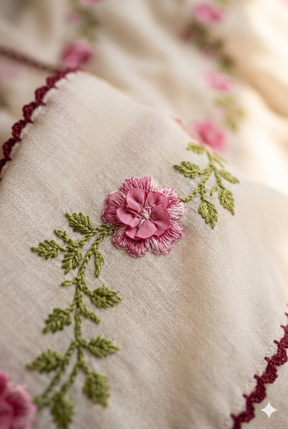 Premium Hand-Embroidered Swiss Lawn Shawl
