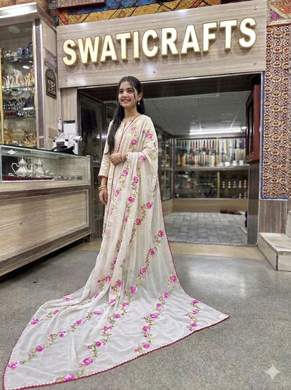 Premium Hand-Embroidered Swiss Lawn Shawl