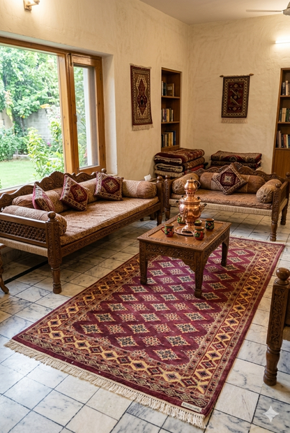 Swaticrafts | Luxurious Handmade Silk-Wool Rug | 3x5 | Medallion Pattern