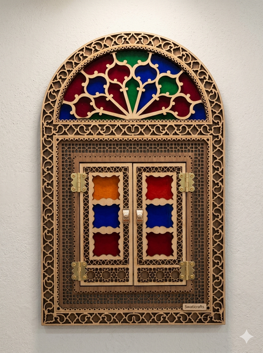 Luxury Eastern-Style Decorative Window Wall Hanging | Hand-Finished by Swaticrafts