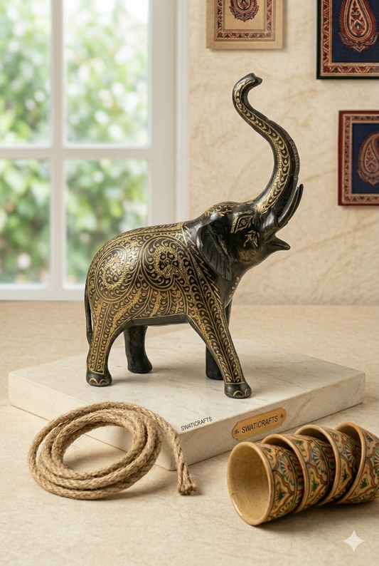 Traditional Brass Art Elephant – Elegant Home Decor by Swaticrafts