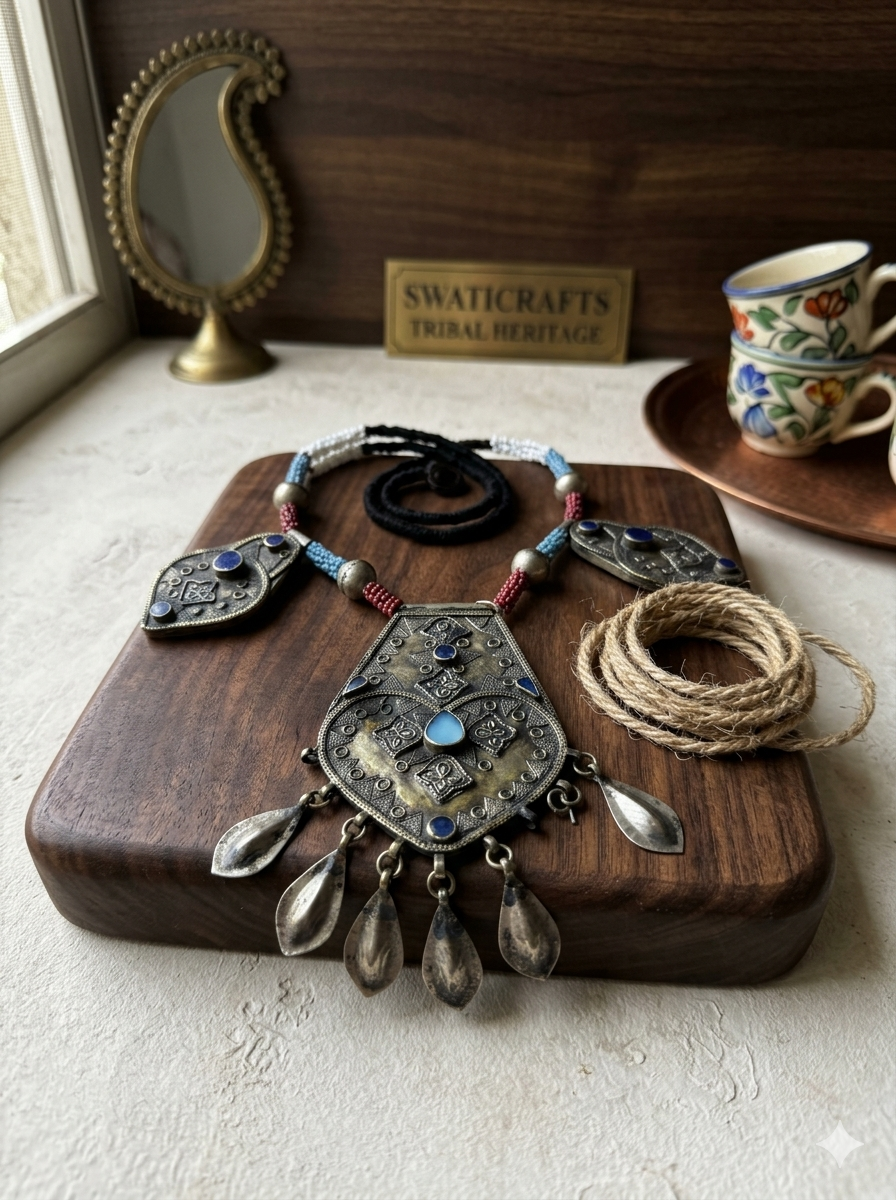 Antique Tribal Statement Necklace – Handcrafted Heritage Piece by Swaticraft