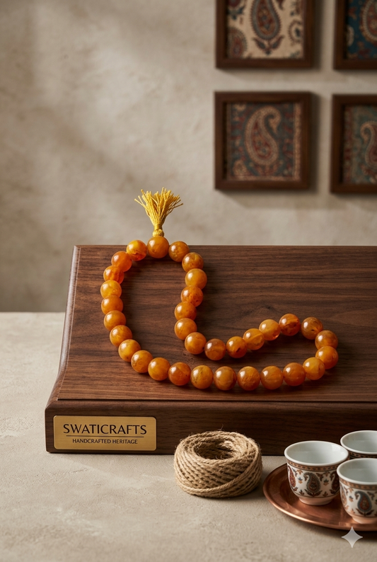 Synthetic Amber Bead Tasbeeh – Handcrafted Heritage Collection by Swaticrafts