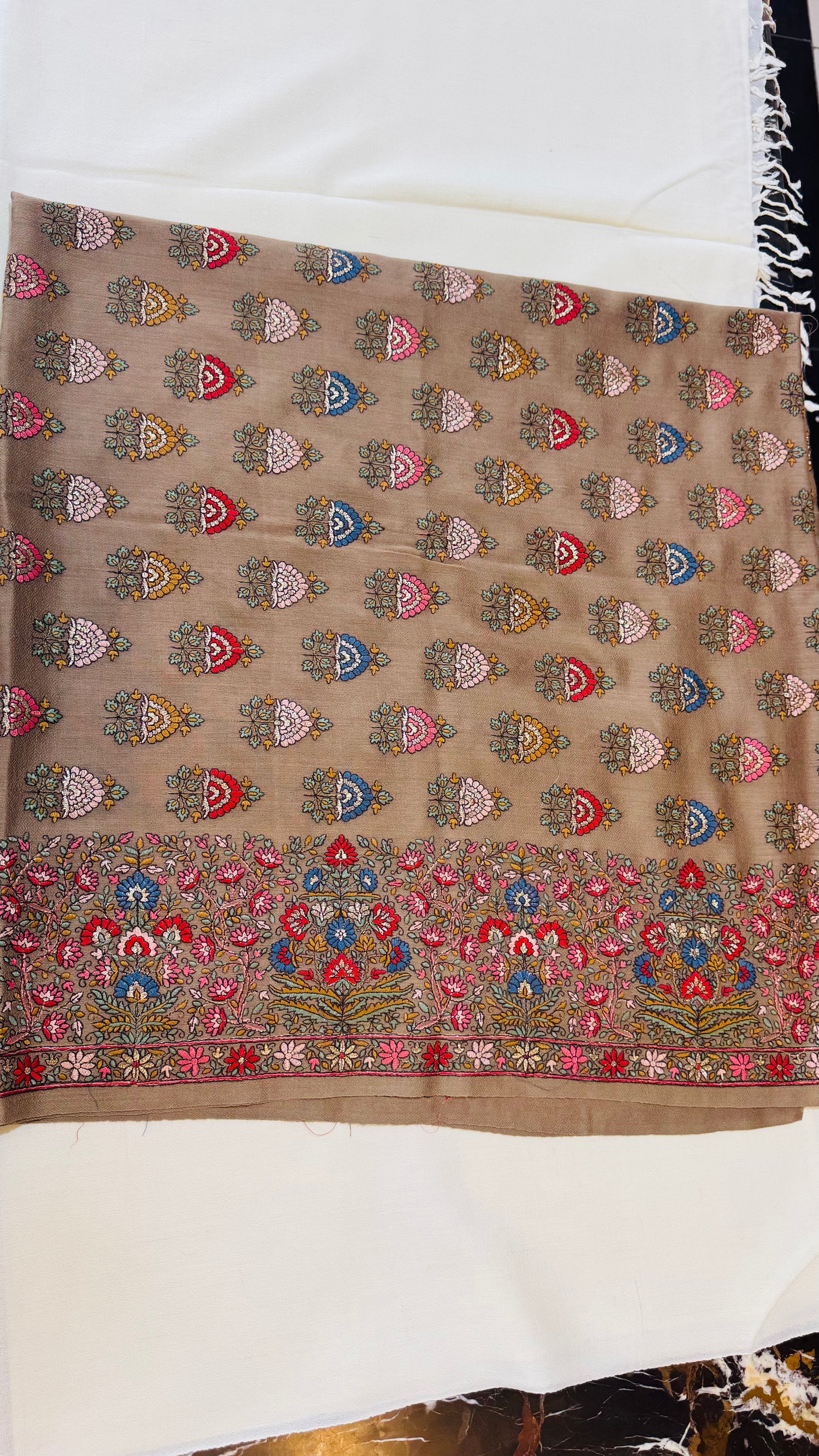 Premium Pure Pashmina Machine Embroidered Shawl