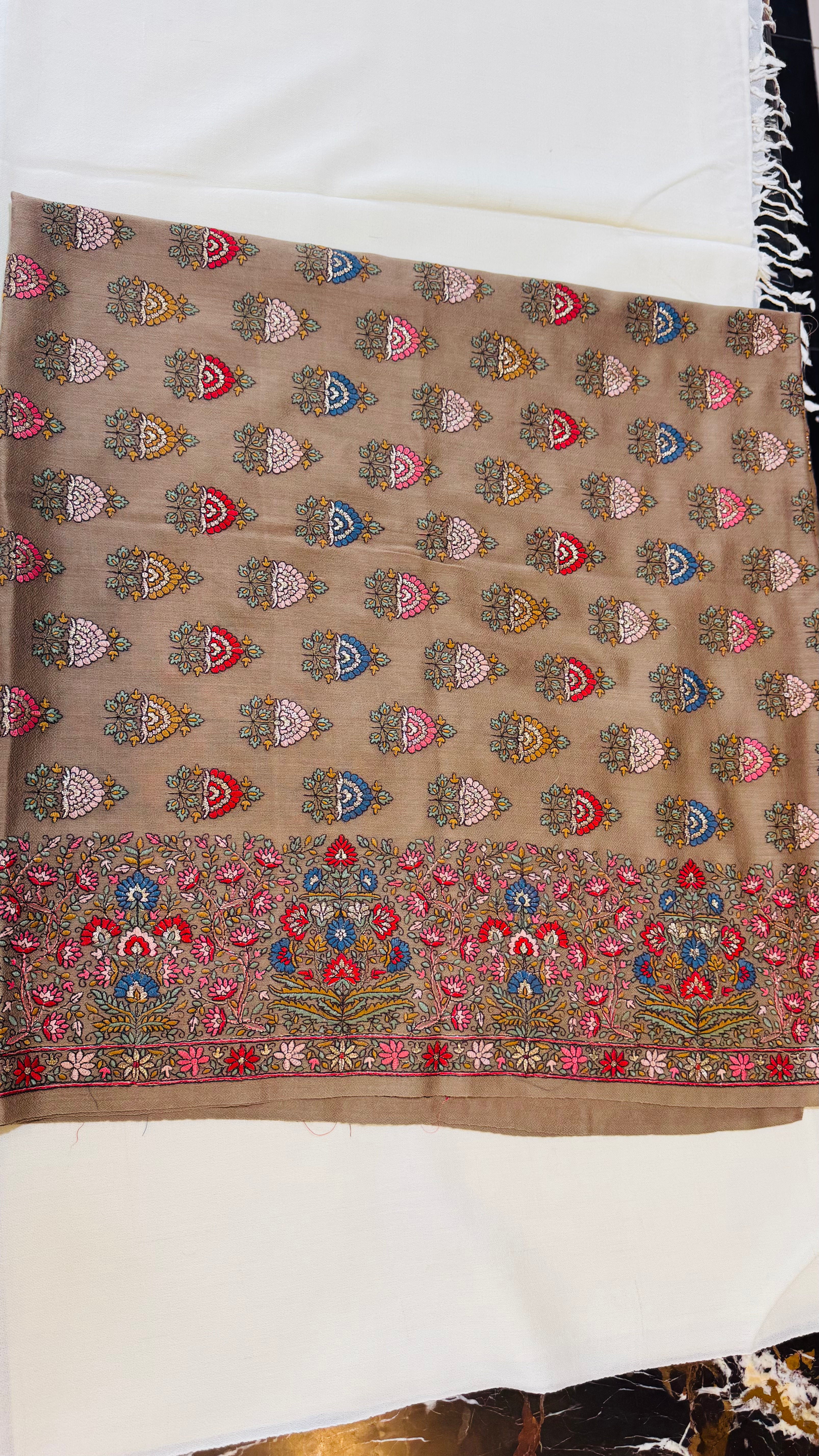 Premium Pure Pashmina Machine Embroidered Shawl